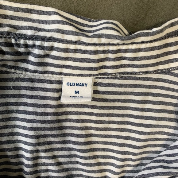 Striped T shirt Button up Blouse - Picture 3 of 3